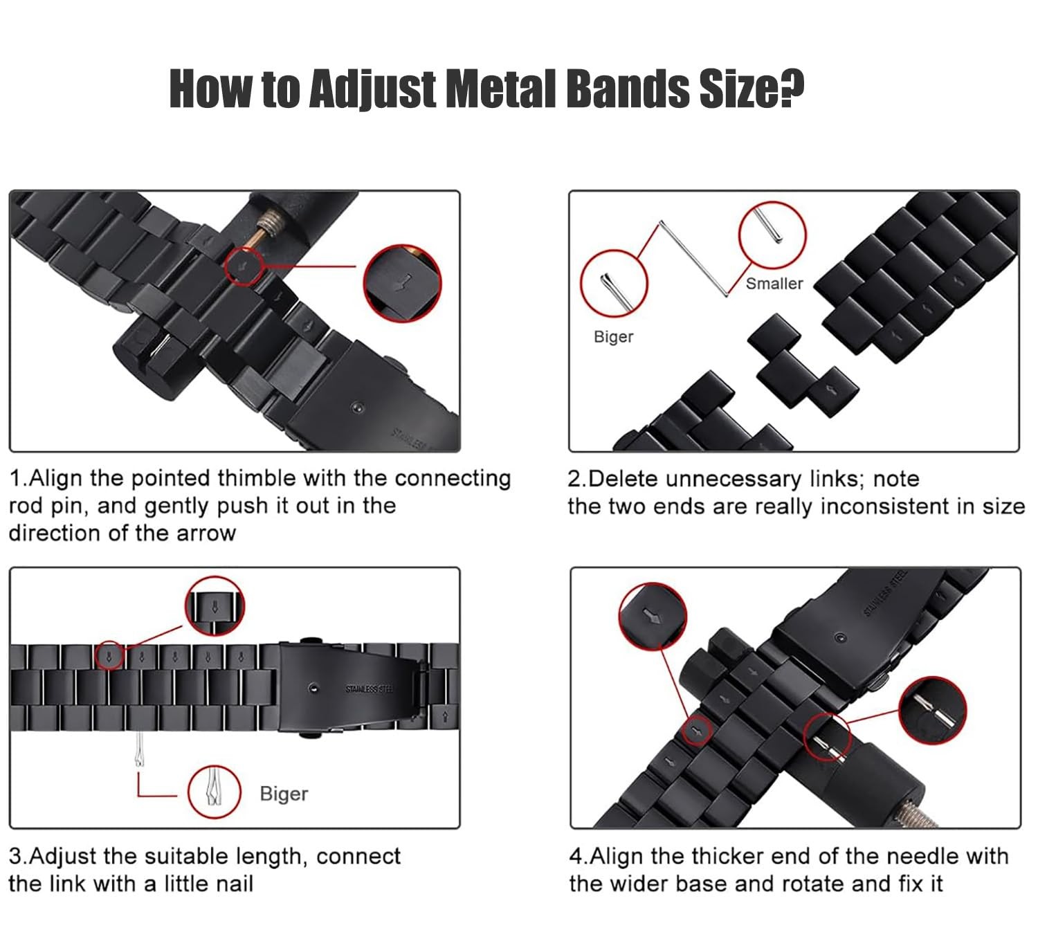 2 Pack Watch Link Removal Kit, Watch Band Tool Repair Kit, Resizing Tool for …