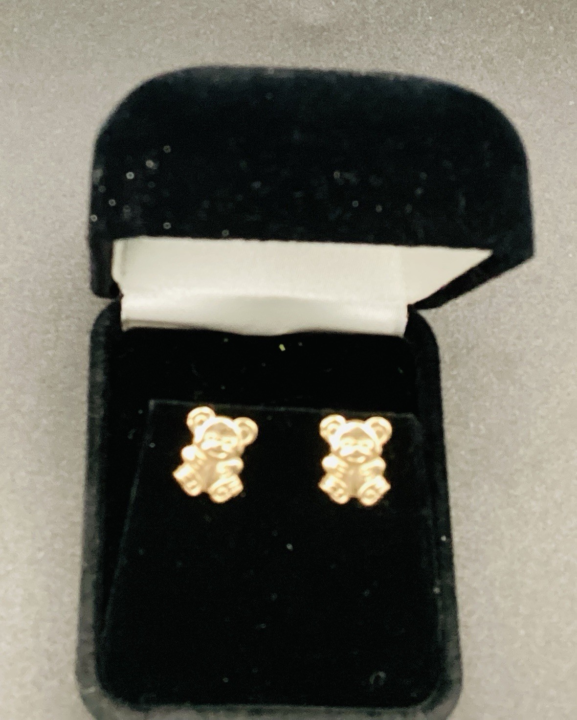 Real Stamped 10 KT Yellow Gold Hollow Gummy Bear Children Studs