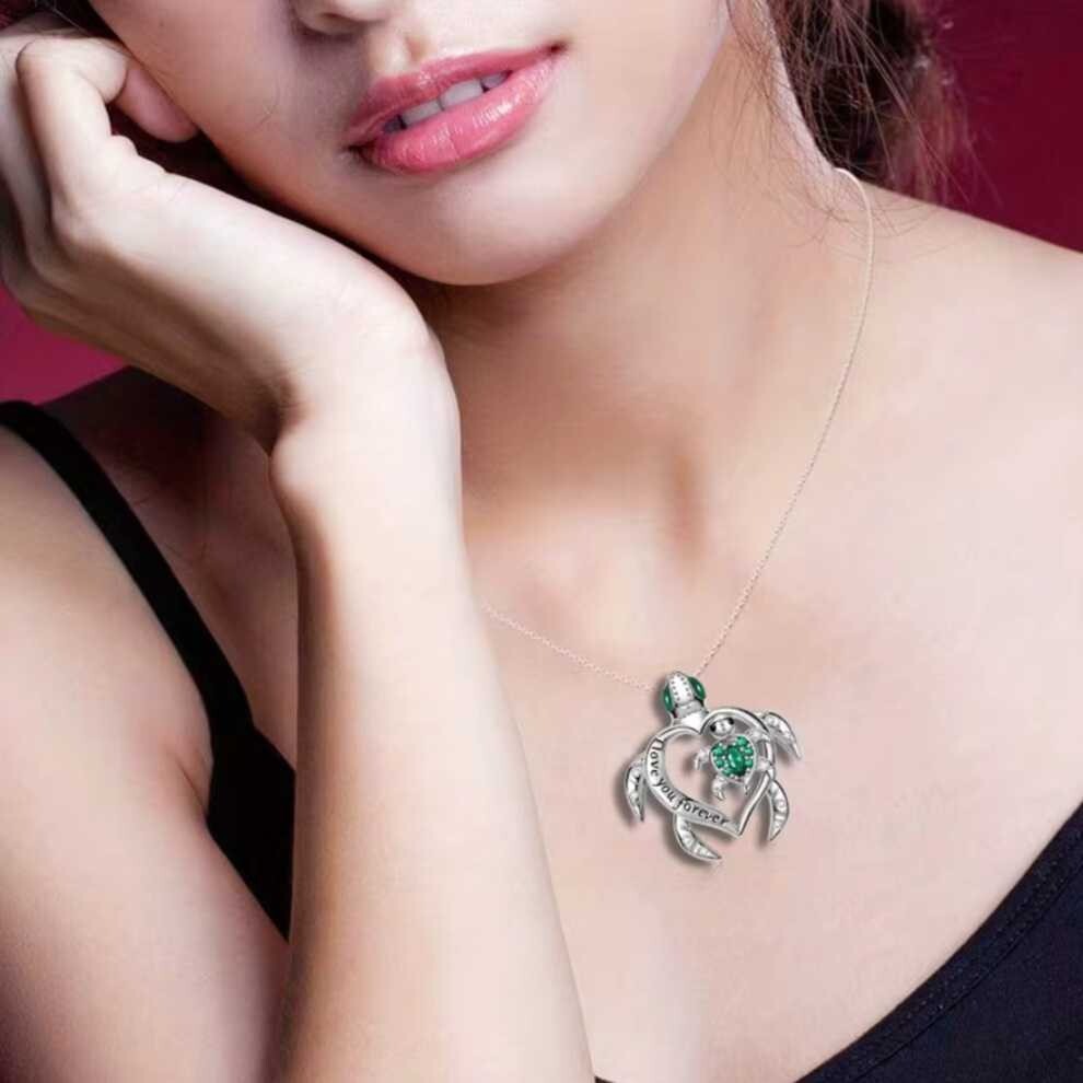 Elegant 925 Sterling Silver Charms Sea Turtle Fashion Jewelry Pendant Necklace