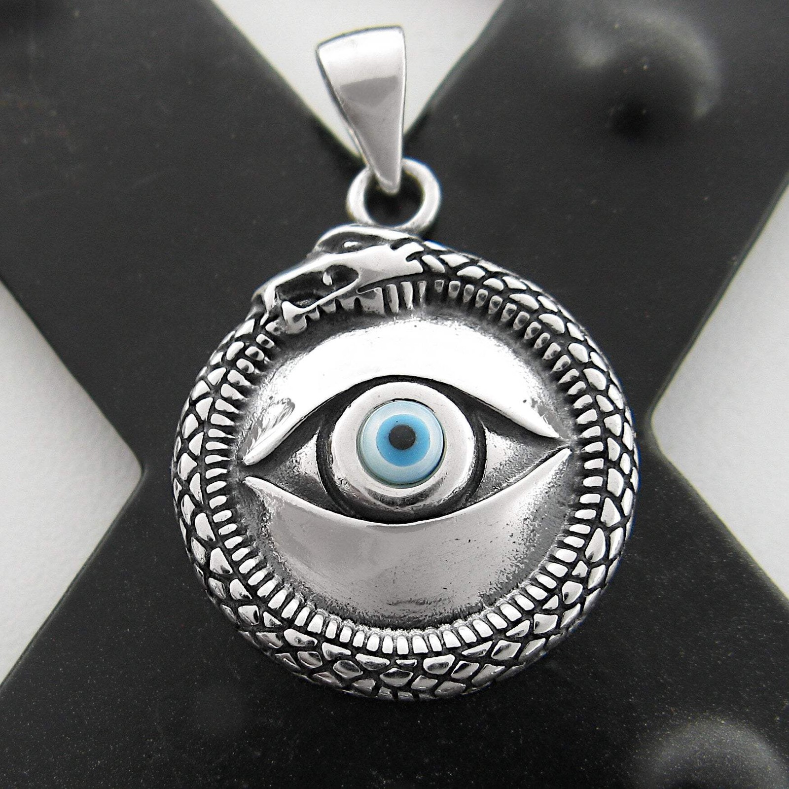Evil Eye with Ouroboros Pendant ONLY No Chain – 925 Sterling Silver
