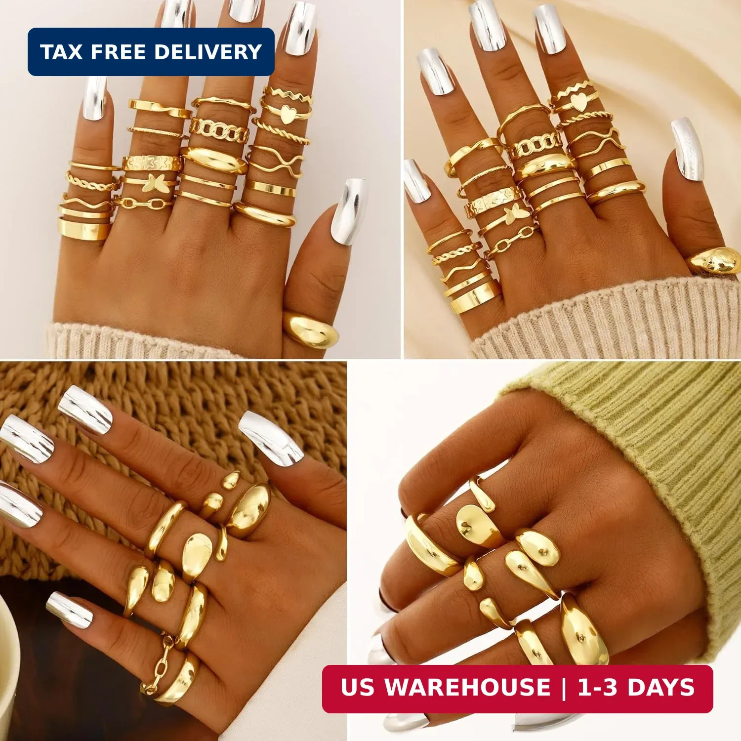 FANDY 137 Pieces Gold Jewelry Set for Women, 12 Necklace, 14 Bracelet, 21 Earrin
