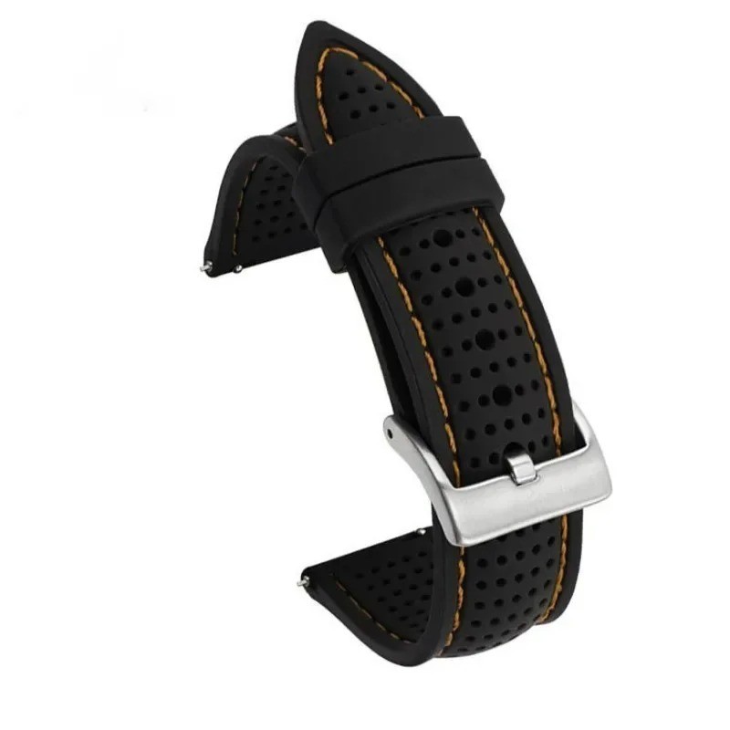 Universal Silicone Watch Band Strap Rubber Waterproof Men’s Black 19-24MM Hoop