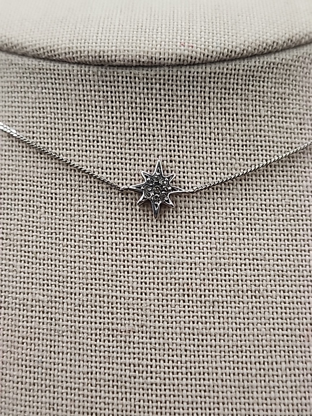 Designer Sterling Silver Dimond Star Minimalist Necklace 15inch 1.4g