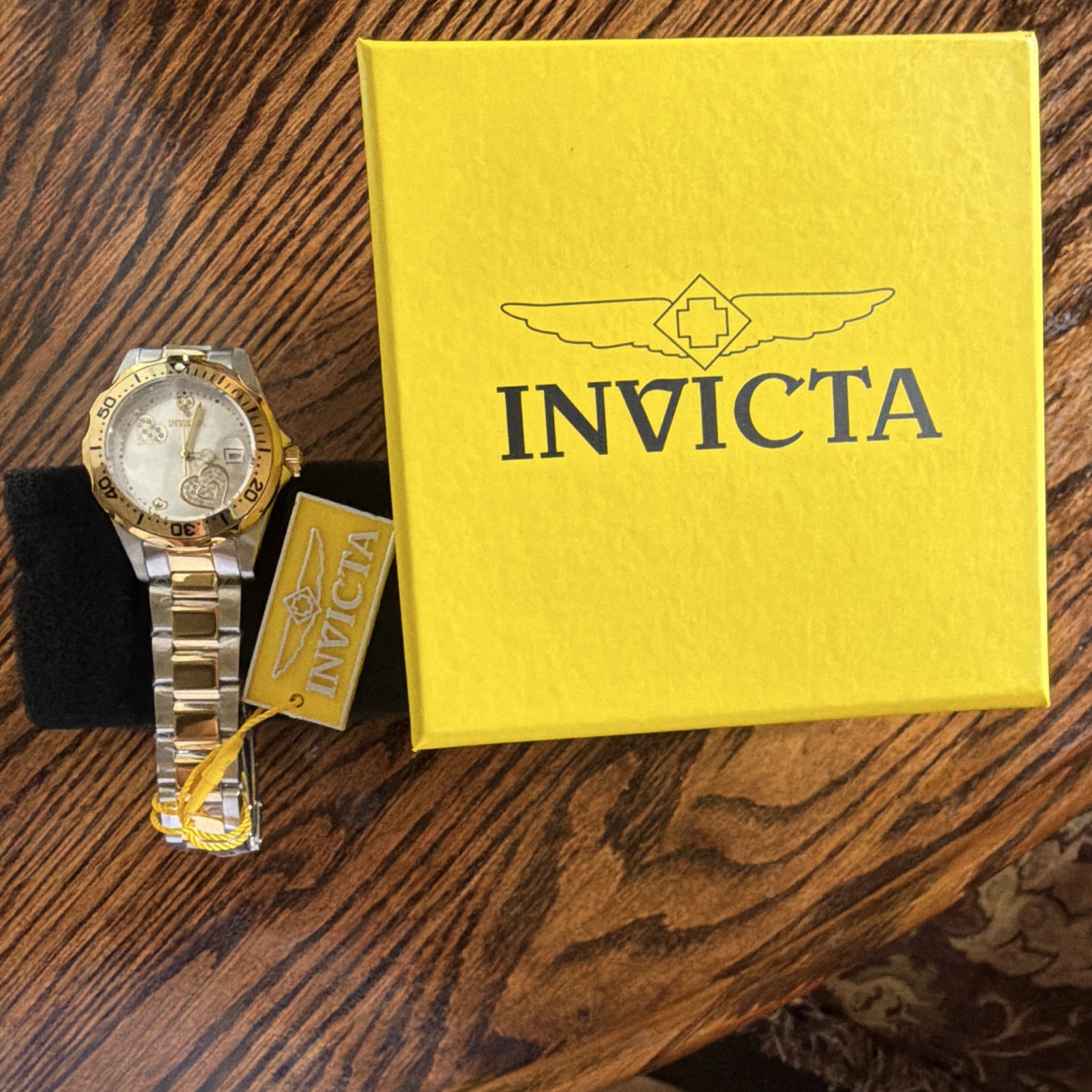Invicta Pro Diver Women’s Two-Tone Stainless Bracelet Hearts Dial Quartz Date
