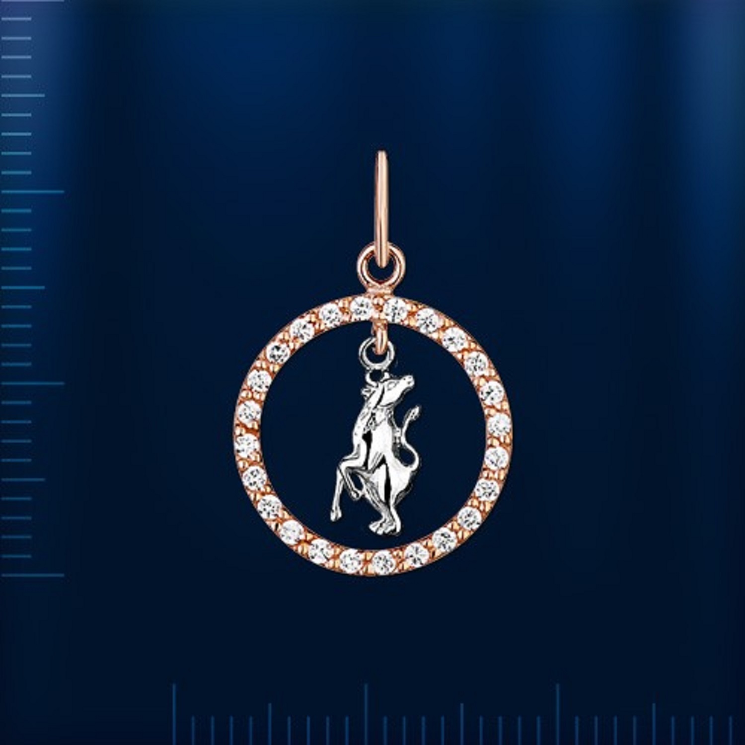 Russian Rose Rose Gold 585 Pendant Zodiac. Two Tone. ROSE GOLD PENDANT