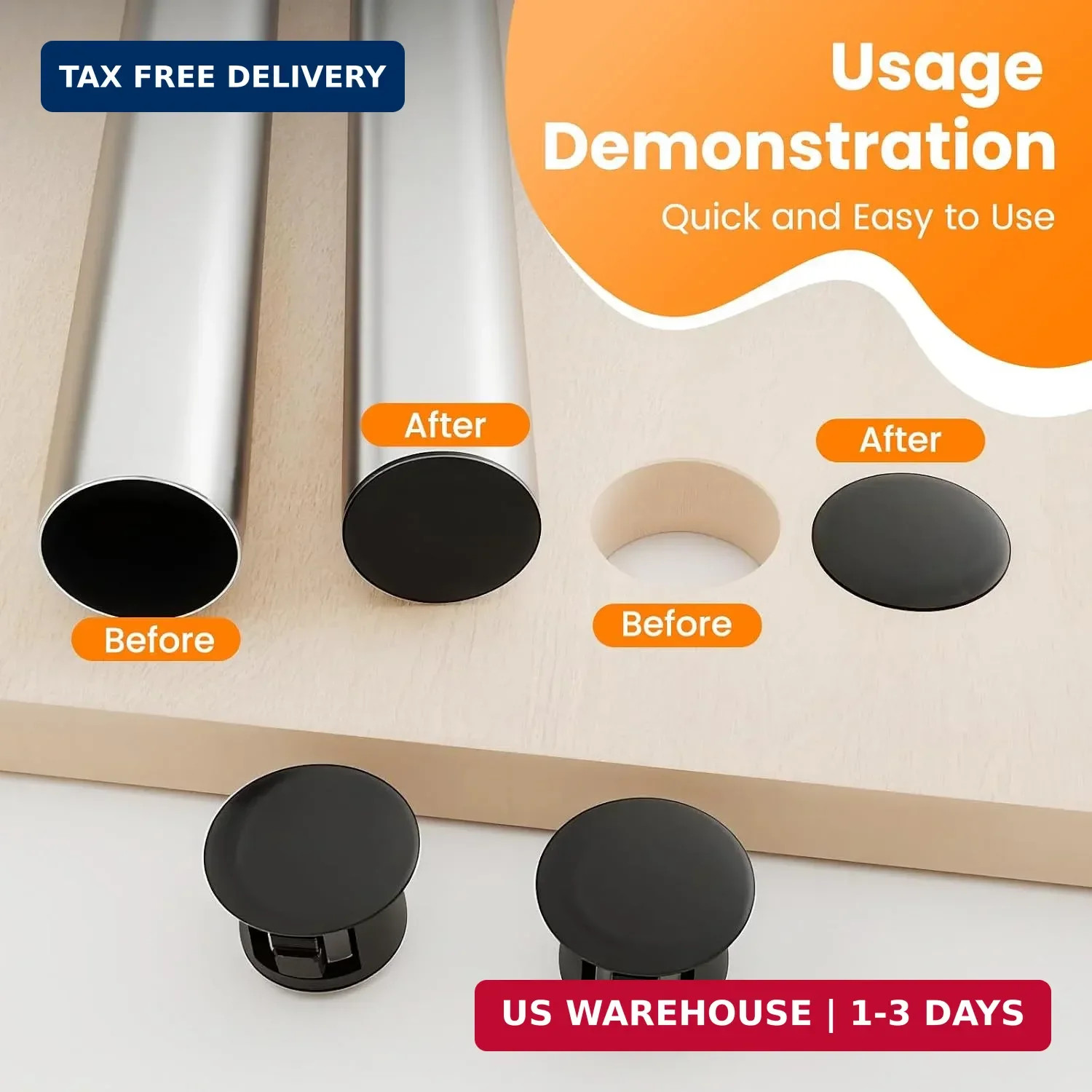 190 Pcs Black Plastic Hole Plugs, 9 Sizes Round Screw Hole Plugs | Flush Type Pa