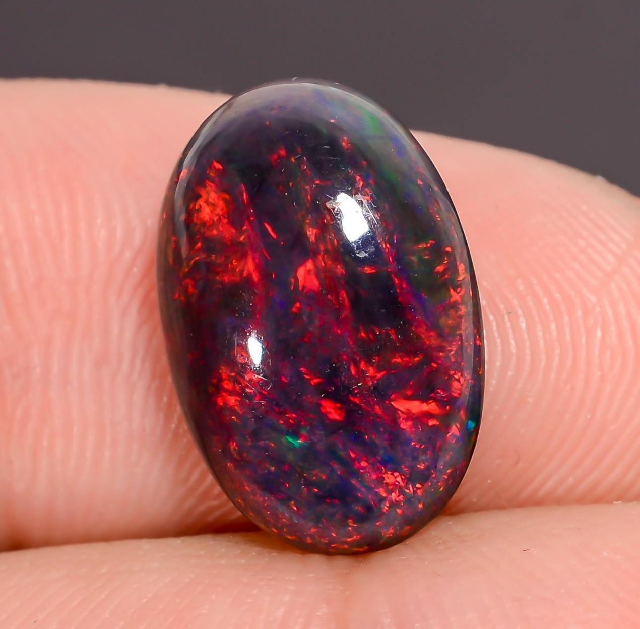 3.5 Ct Natural Black Ethiopian Opal Oval Shape Cabochon Loose Gemstone 14X9X4 mm