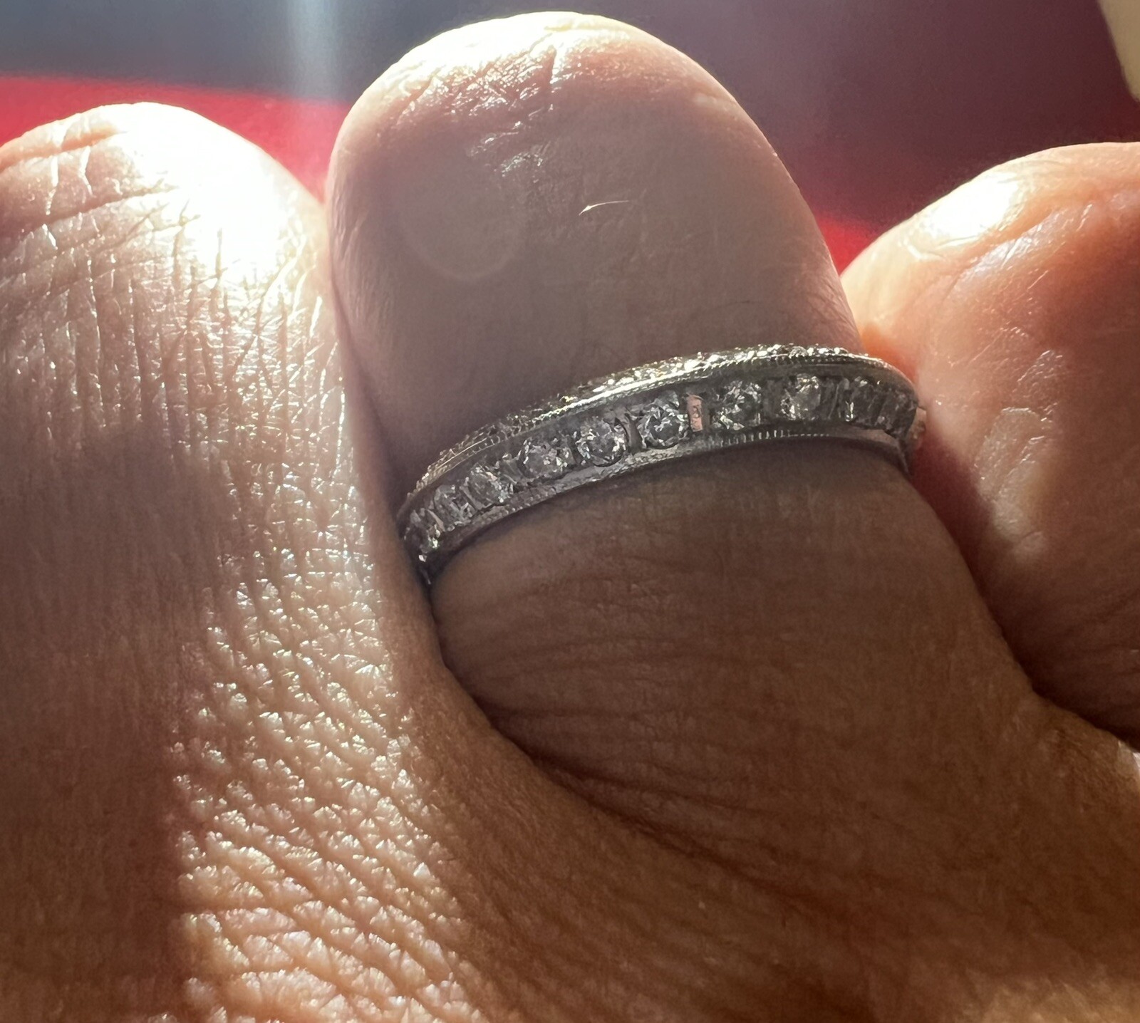 platinum art deco knife edge Double diamond contoured band ring Wedding Curved