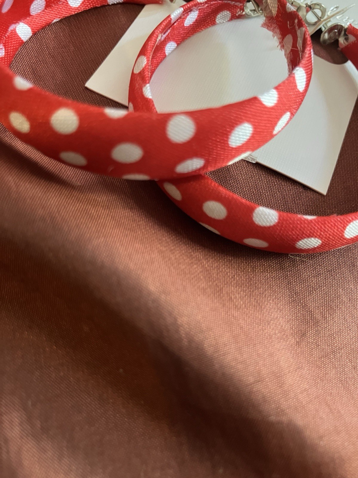 Hoop Earrings Red And White Polka Dot Rockabilly Or Minnie Mouse Style