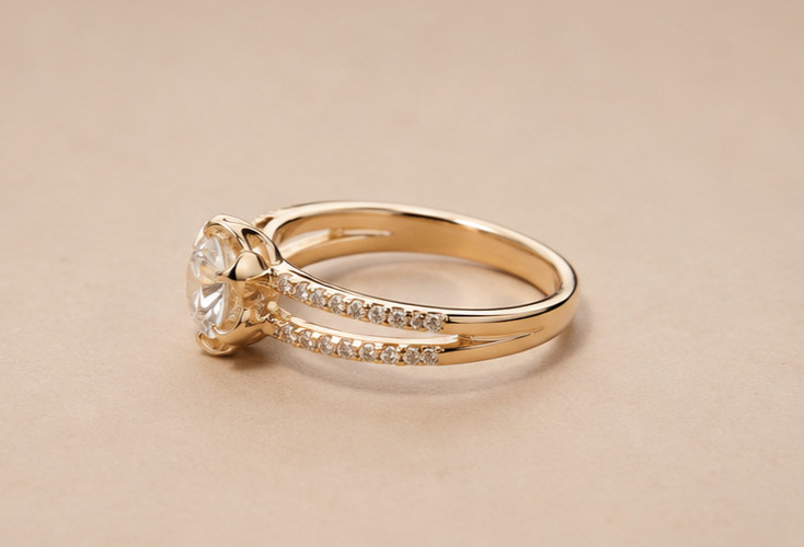 1.0Ct Round Cut Simulated Diamond Solitaire Promise Ring 14K Yellow Gold Plated