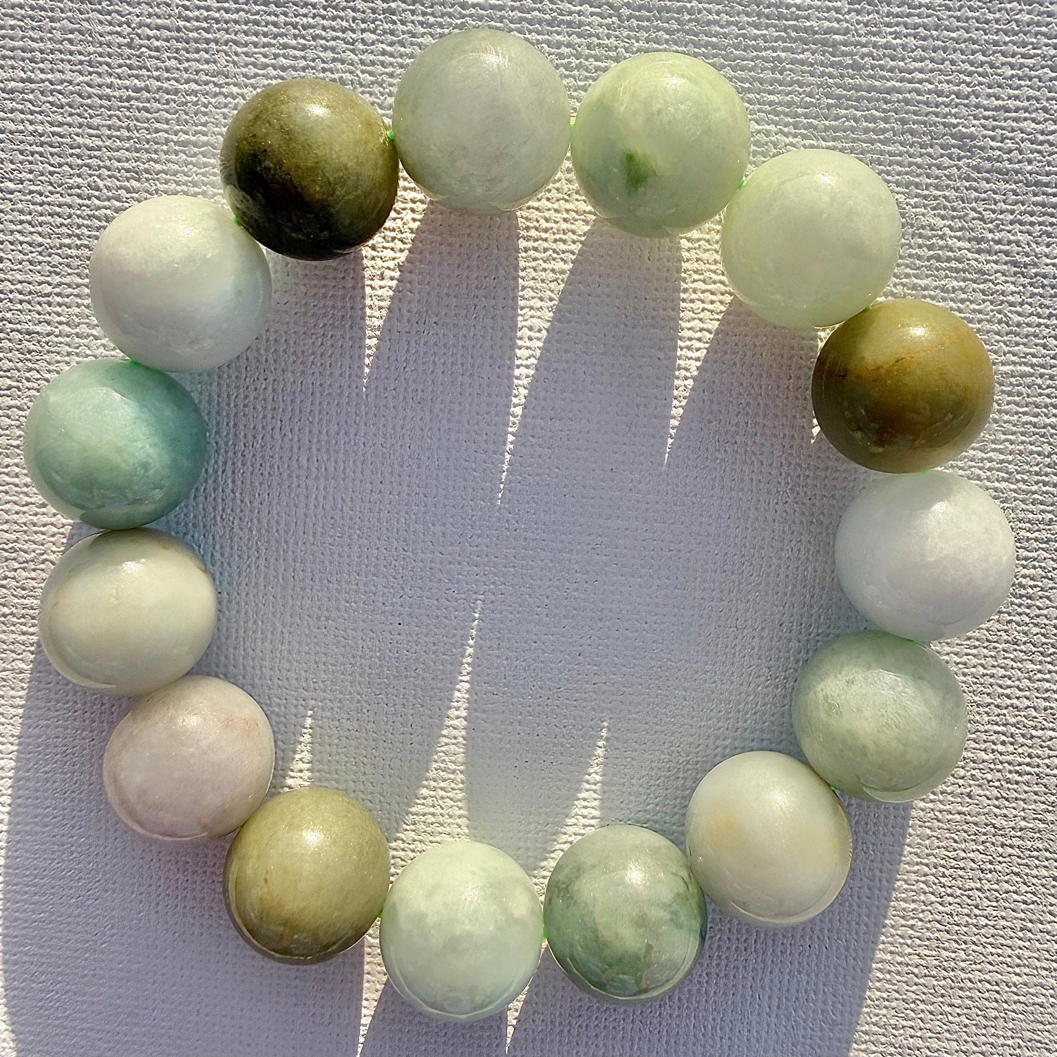 Certified Natural Type A Jadeite Bracelet Green White Burmese Jade 68.44g