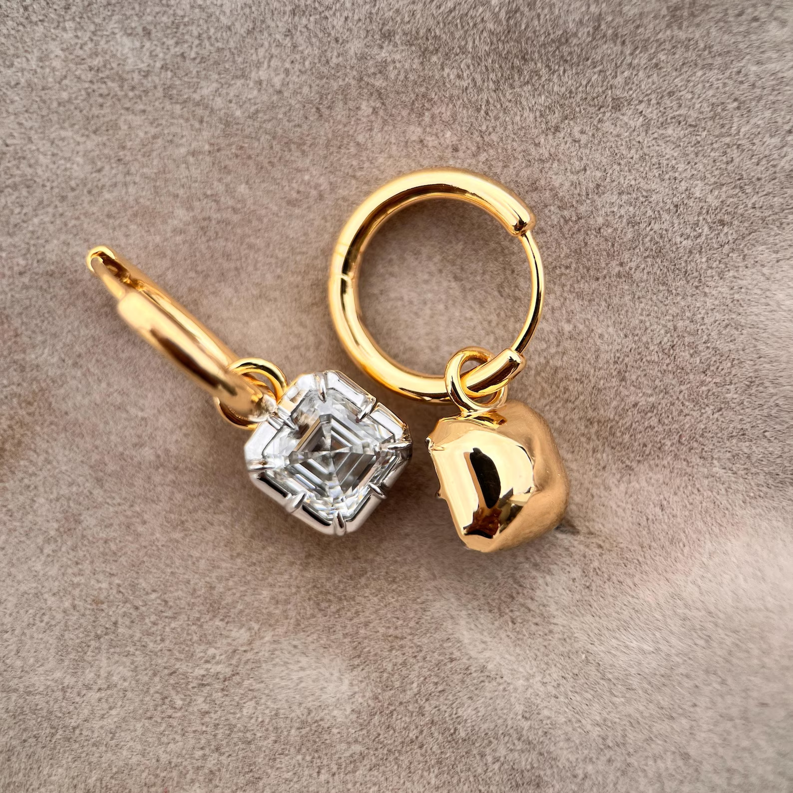 4CT Asscher Cut Moissanite Bezel & Prong Set Earrings 14K Multitone Gold Plated