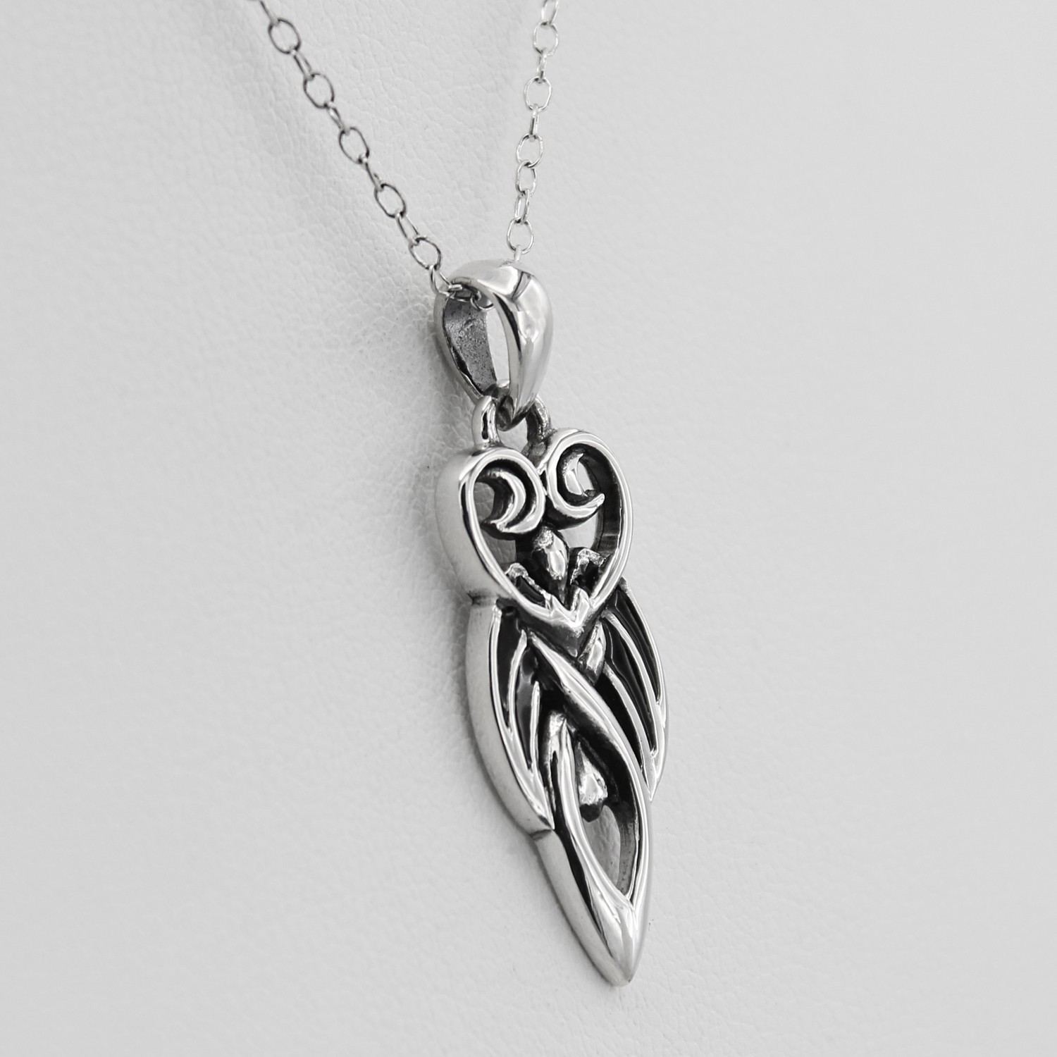Sterling Silver Winged Lunar Goddess Pendant Wiccan Wicca Pagan Jewelry