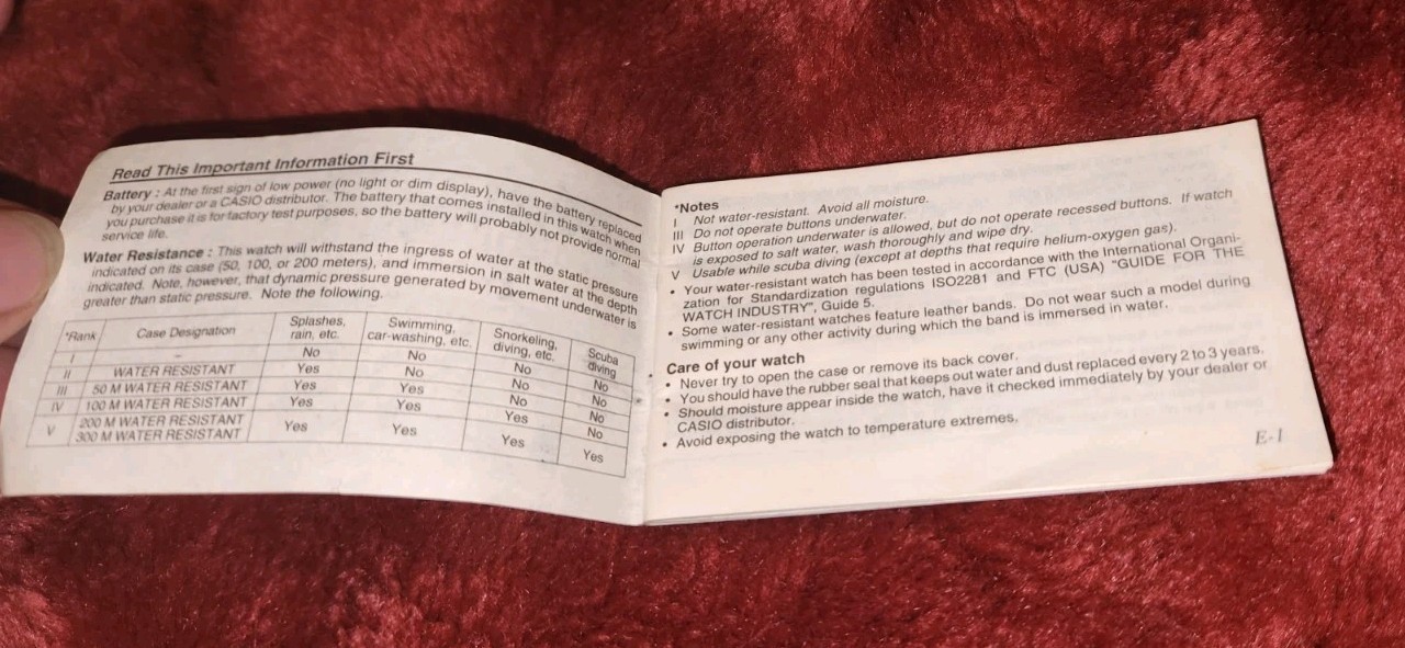 VTG Casio Watch Manual Model 1275 1434 User Guide Small Booklet