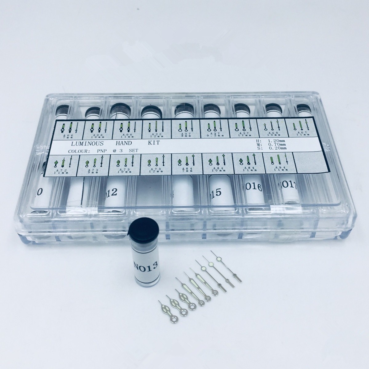 Luminous Watch Hands Pins 1.2/0.7/0.2mm Hole Assortment for Watchmaker Repairing
