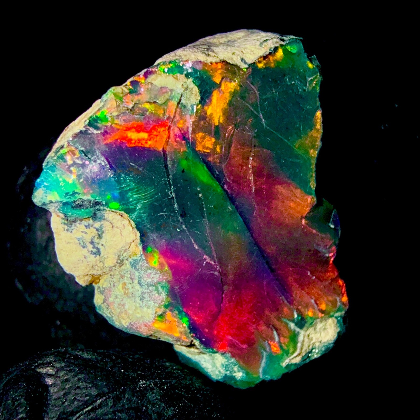 10 Ct Opal Rough, Jewelry Grade Black Welo Ethiopian Opal Rough, Multi Fire Opal