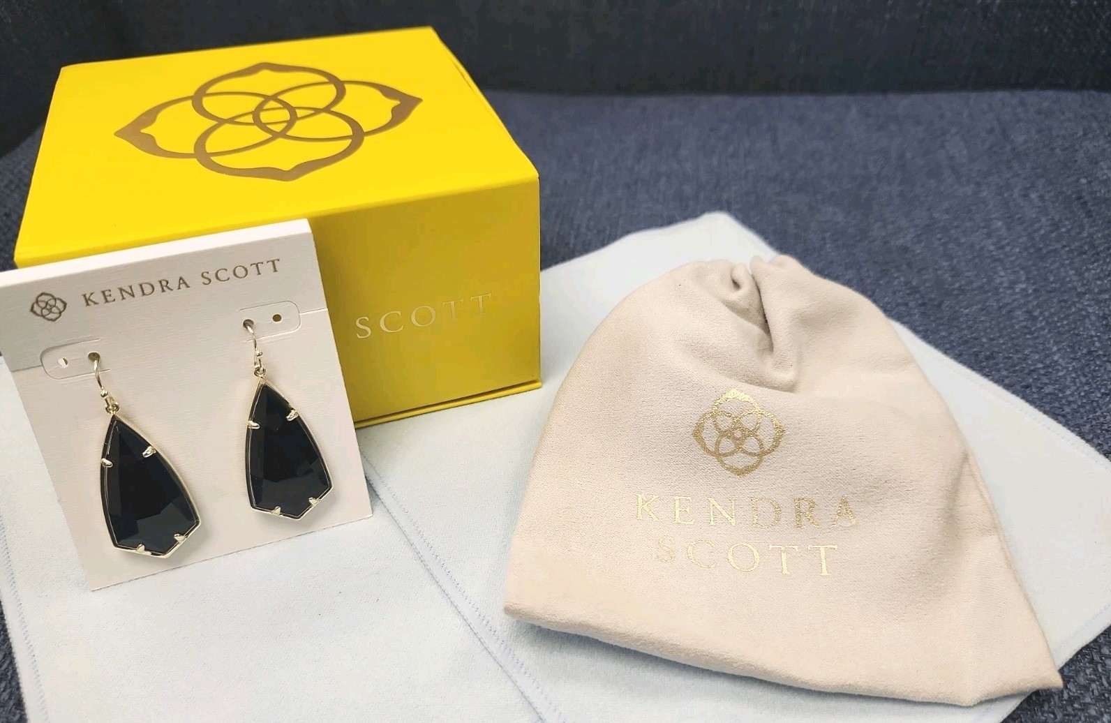 Kendra Scott Silver and Black Carla Statement Drop Earrings