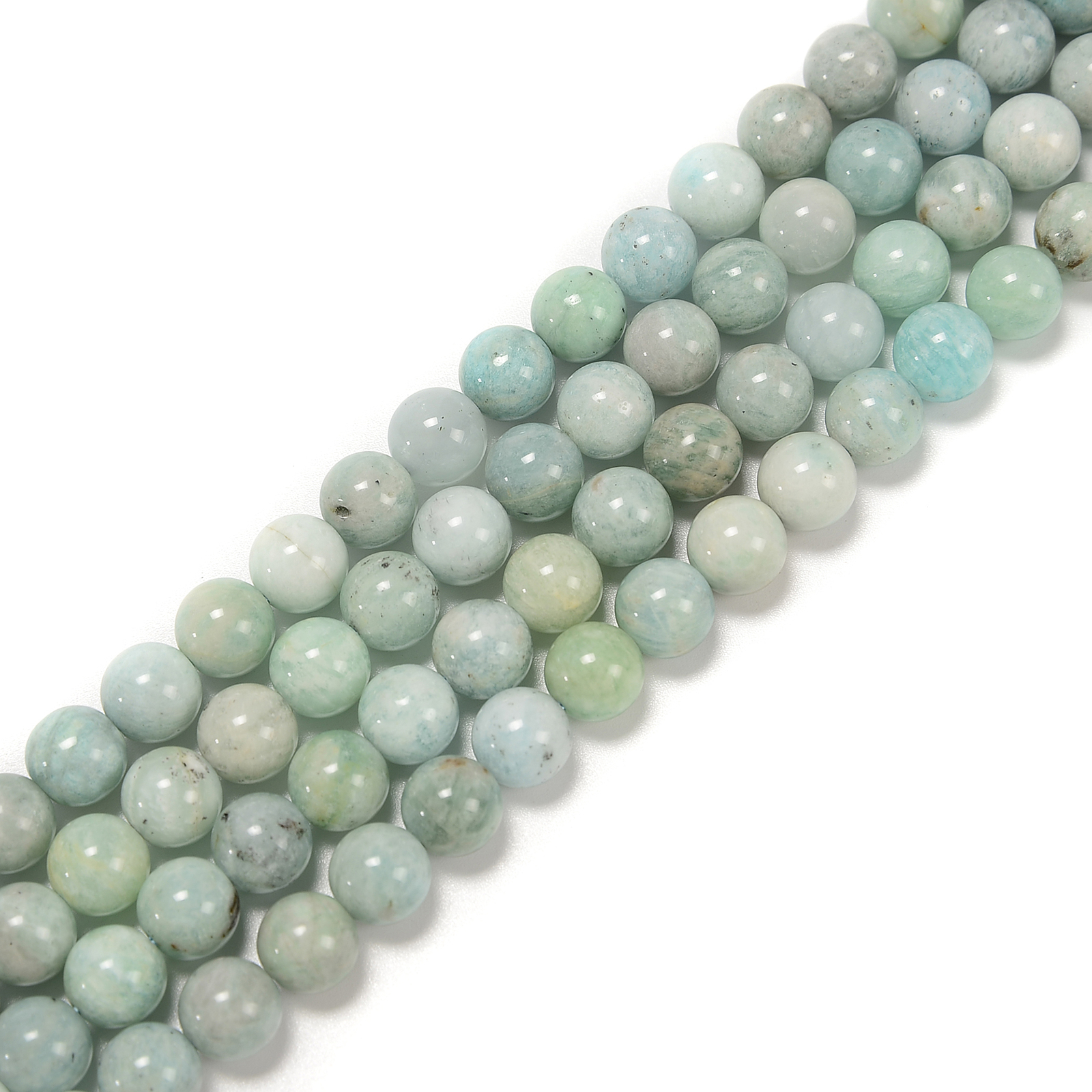 Natural Mixed Green Amazonite Smooth Round Beads Size 6mm 8mm 10mm 15.5” Str