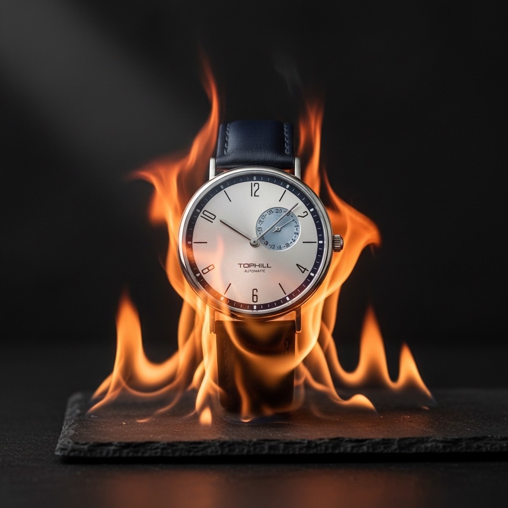 TOPHILL Bauhaus Quartz Watch — Minimalist Ultra-Thin Case, Slate & Crown