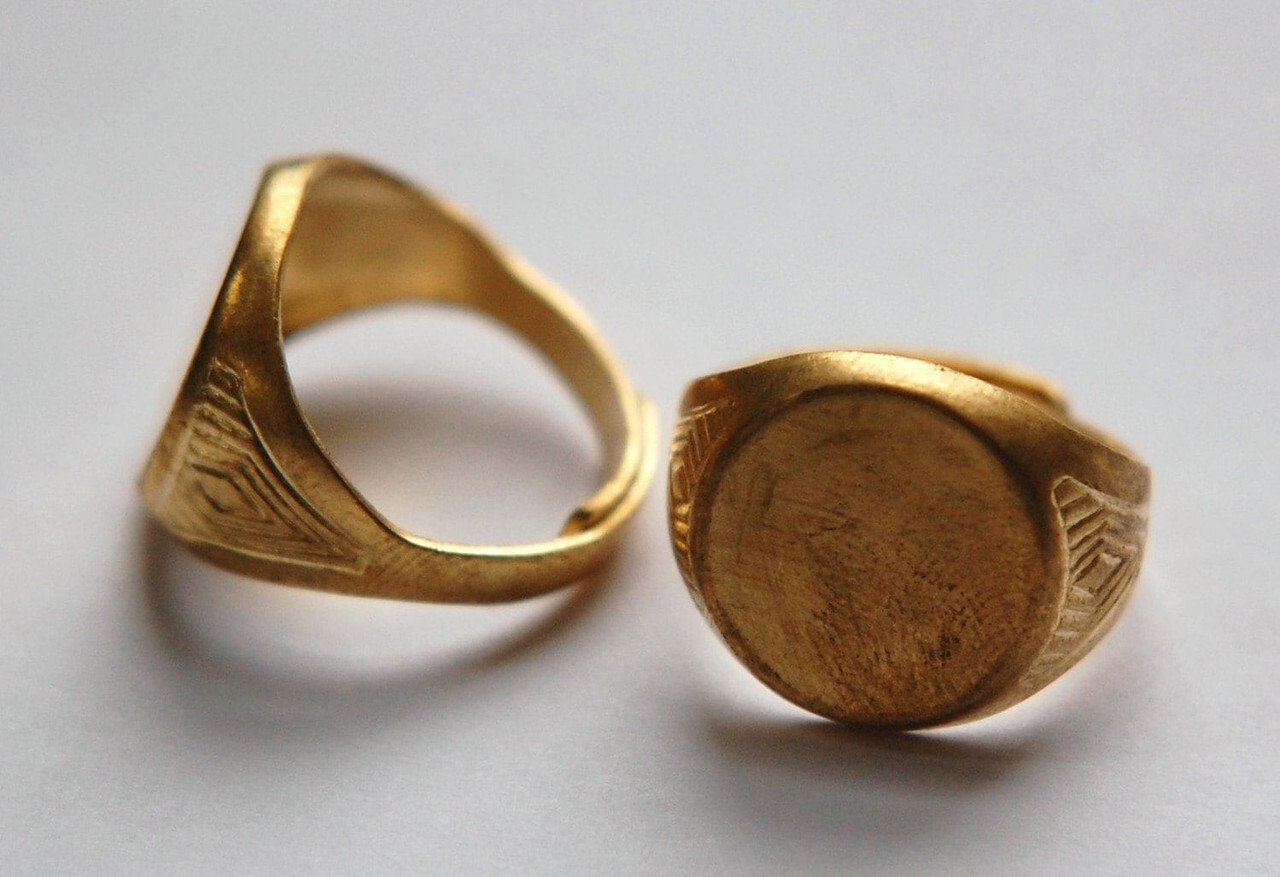 Raw Brass Round Adjustable Ring Blank 15mm sm (2) mtl254A