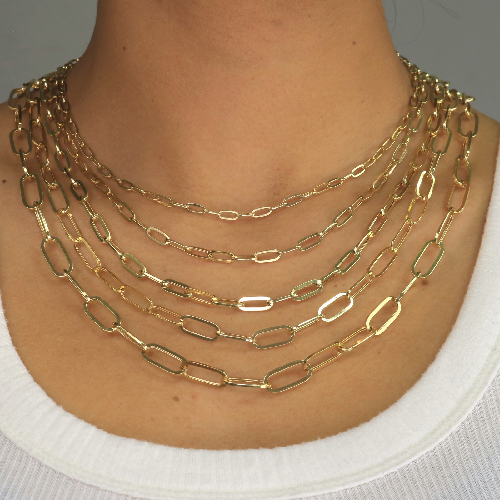 14k Yellow Gold Paperclip 2mm-9mm Chain Bracelet Necklace Mens Womens 16″-30″