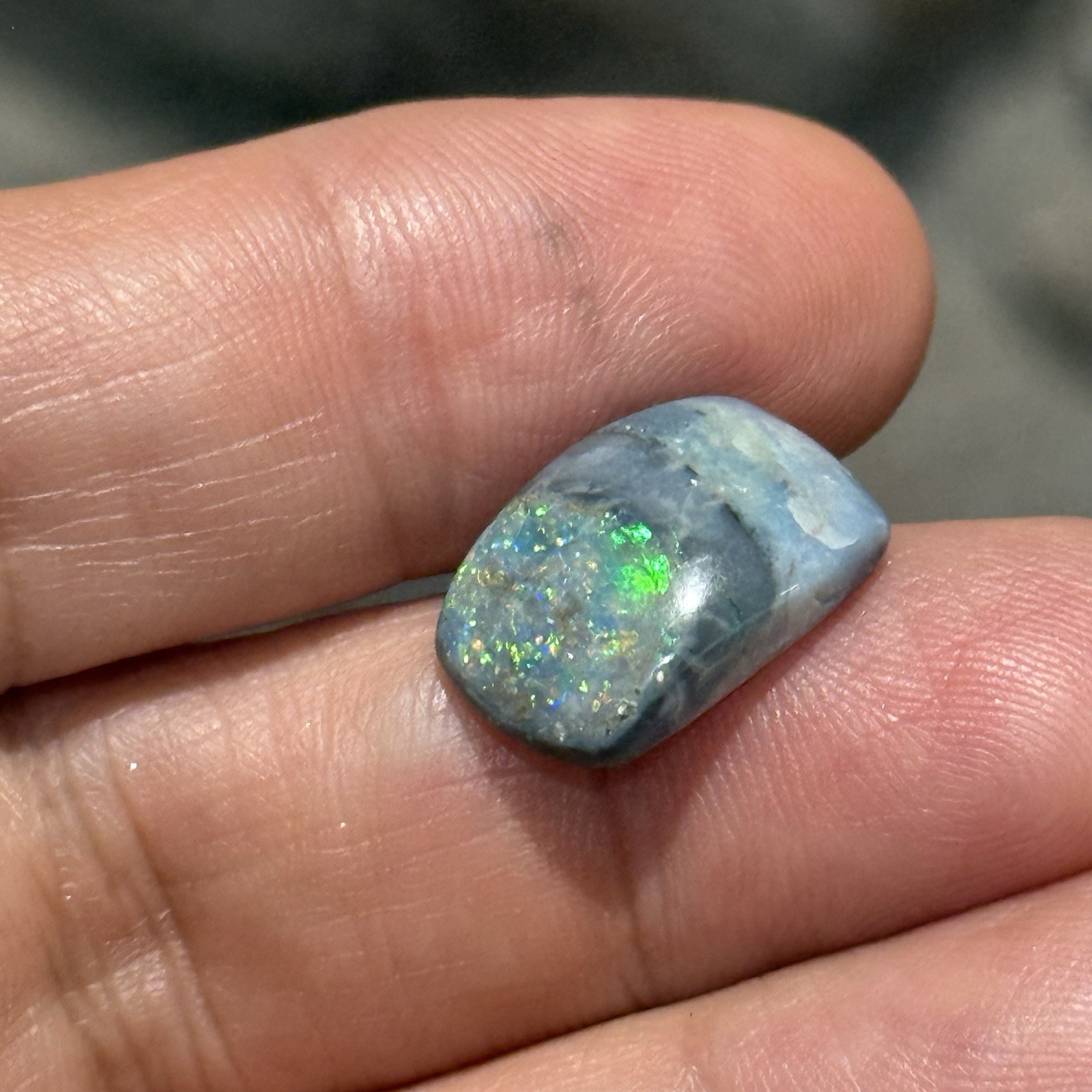 6.6ct 16.3x11x5.4mm Australian Black Mintabie Opal Cabochon Gem Cushion Cut