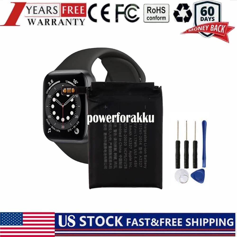 New battery for Appl e Watch Series 6 44mm (GPS Version) A2327 303.8mAh +tools