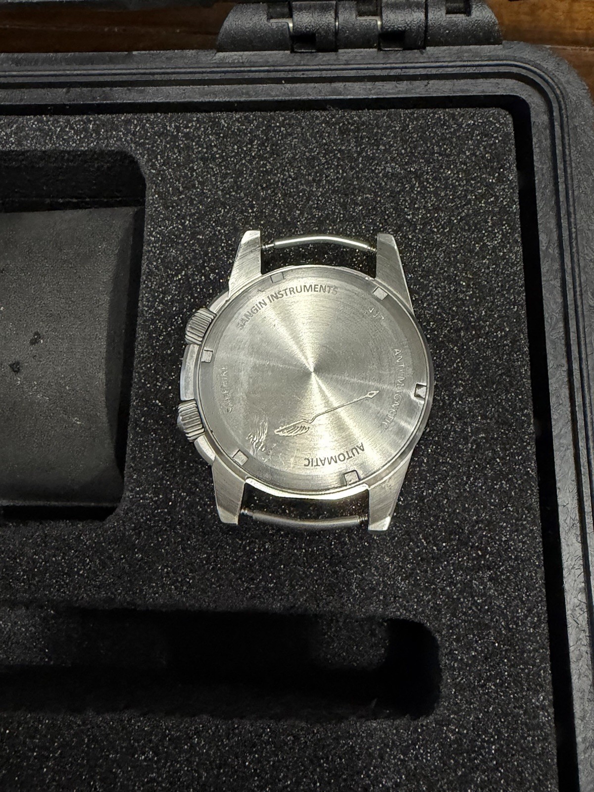 Sangin Instruments Hydra Automatic Diver Watch 300M Black Dial Gray NATO Strap