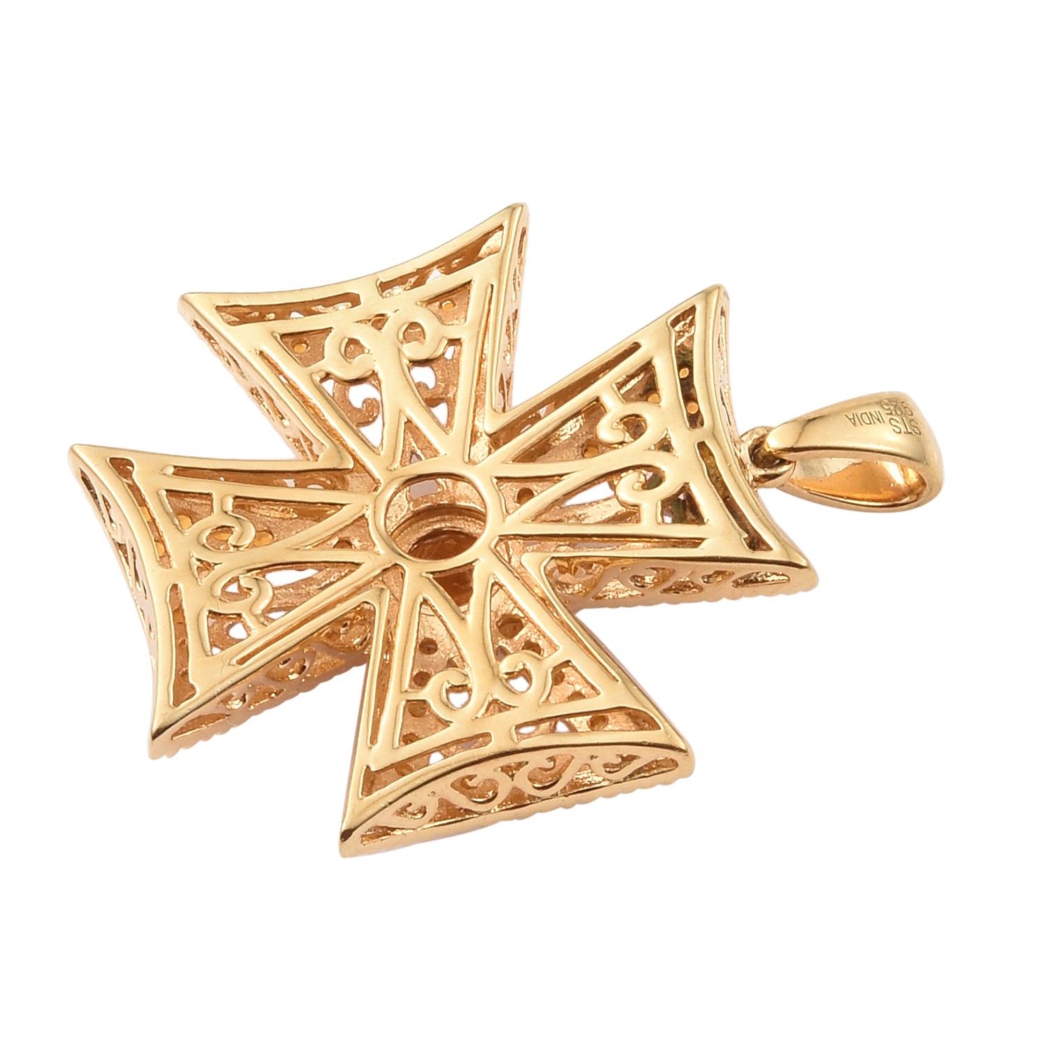 Yellow Gold Rhodium Plated 925 Sterling Silver Necklace With Natural Madira Citr