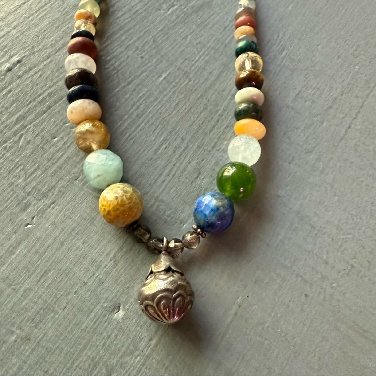 925 Sterling Silver Beaded Jingle Bell Pendant Necklace
