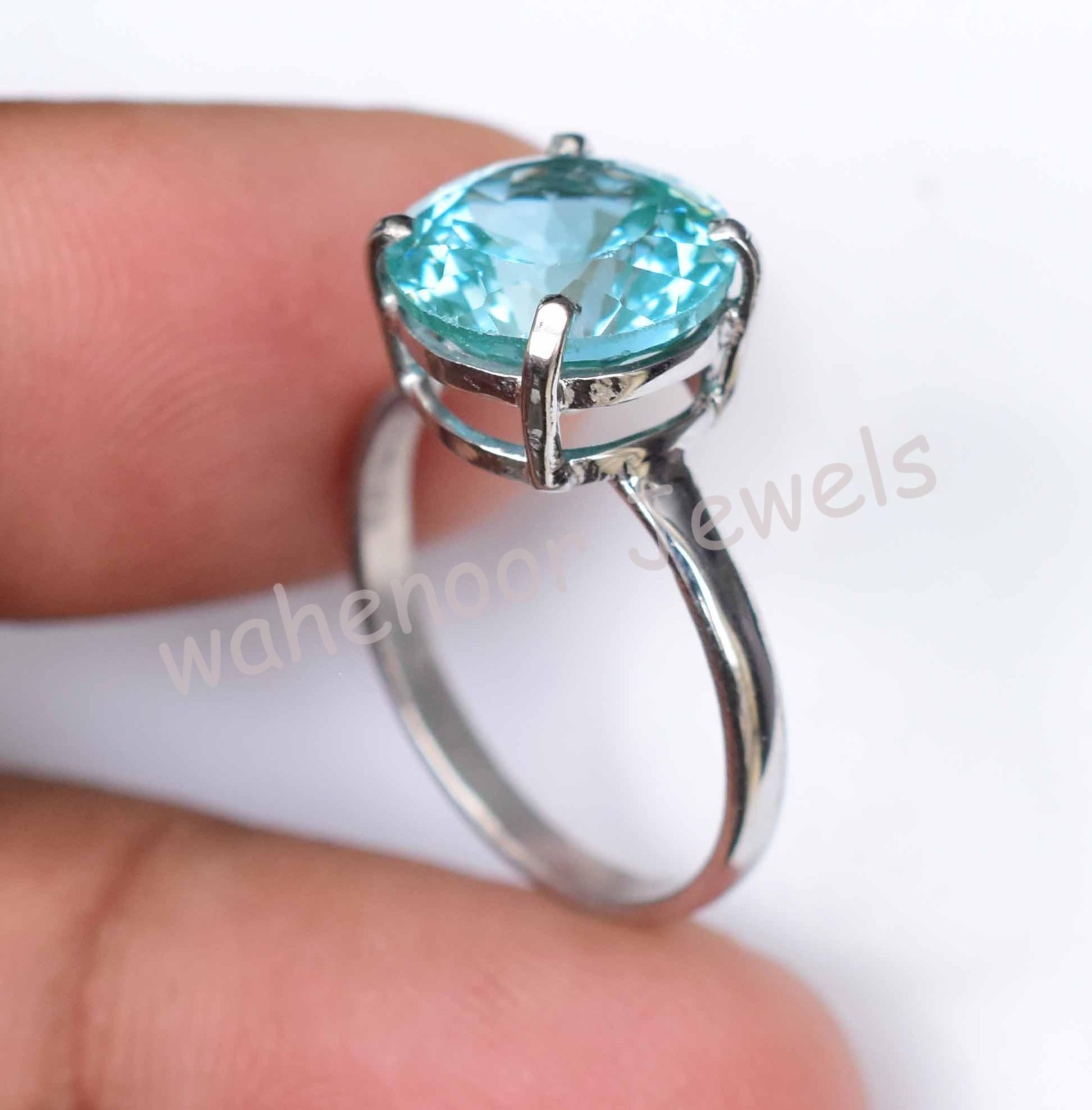 Natural Paraiba Tourmaline Round 925 Sterling Silver Ring Certified Wedding Ring