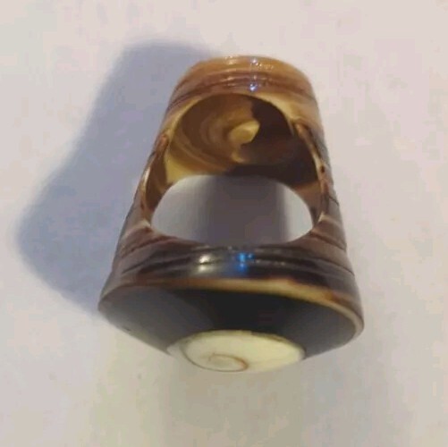 Unique Chunky Black White Brown Spiral Seashell Ring Size 6-61/2