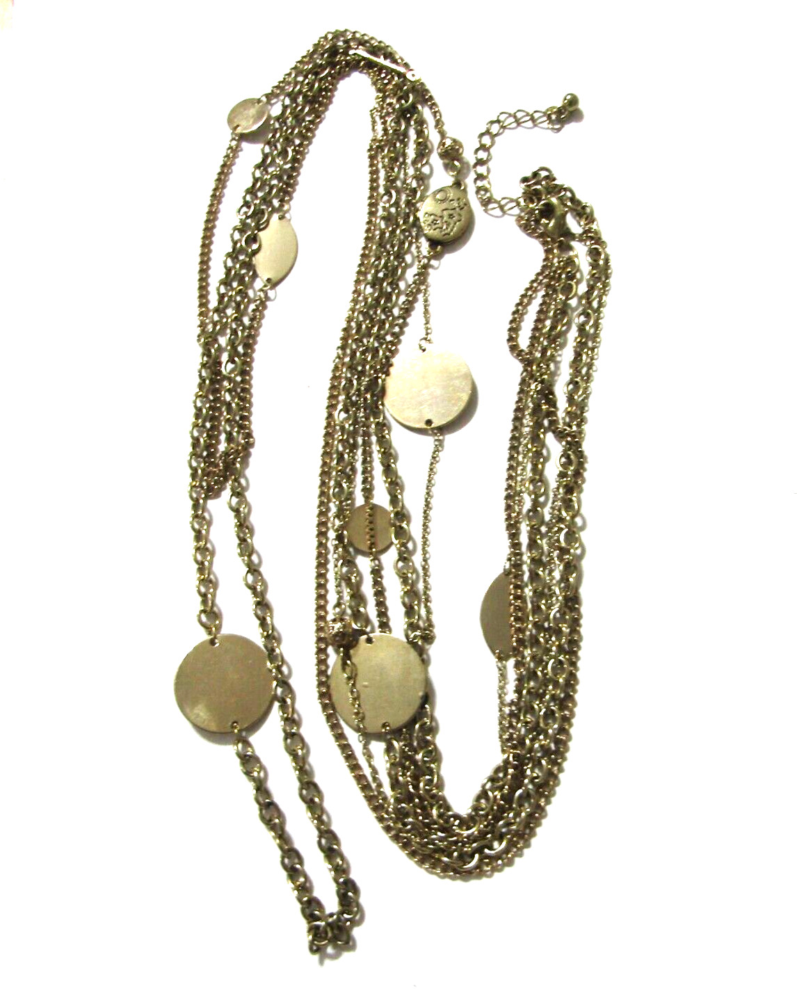 Gold Tone Triple Chain Station Necklace 7*32 to 34 inch
