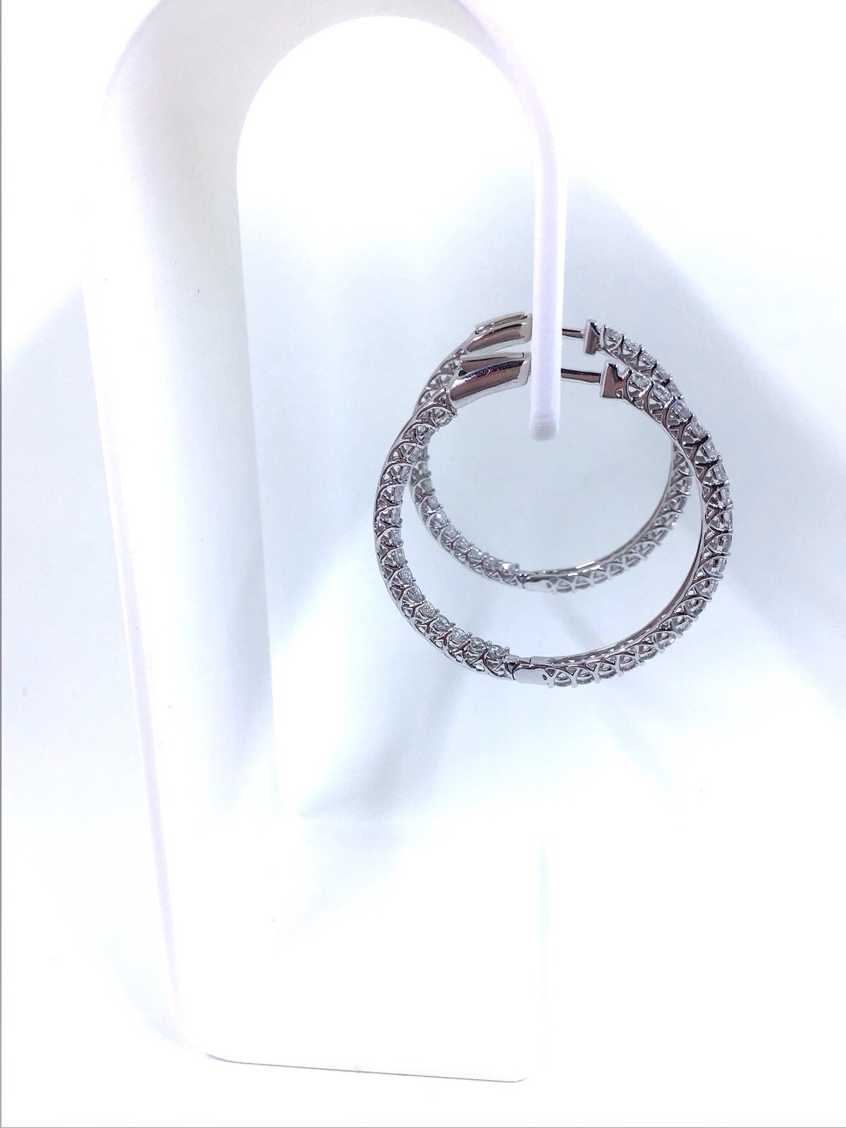 14K WG 2.75ct Inside Outside Diamond Hoop Earrings
