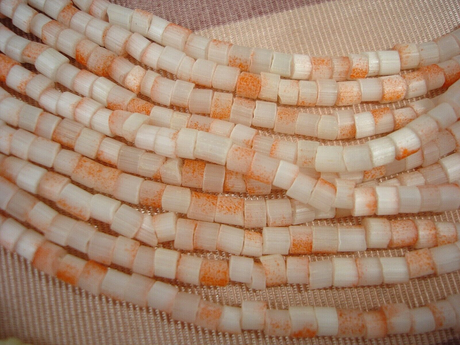 Vintage LOT 4 Multi-Strand GLASS BEAD Necklaces-Gold, Neutral Tan, Orange, Brown