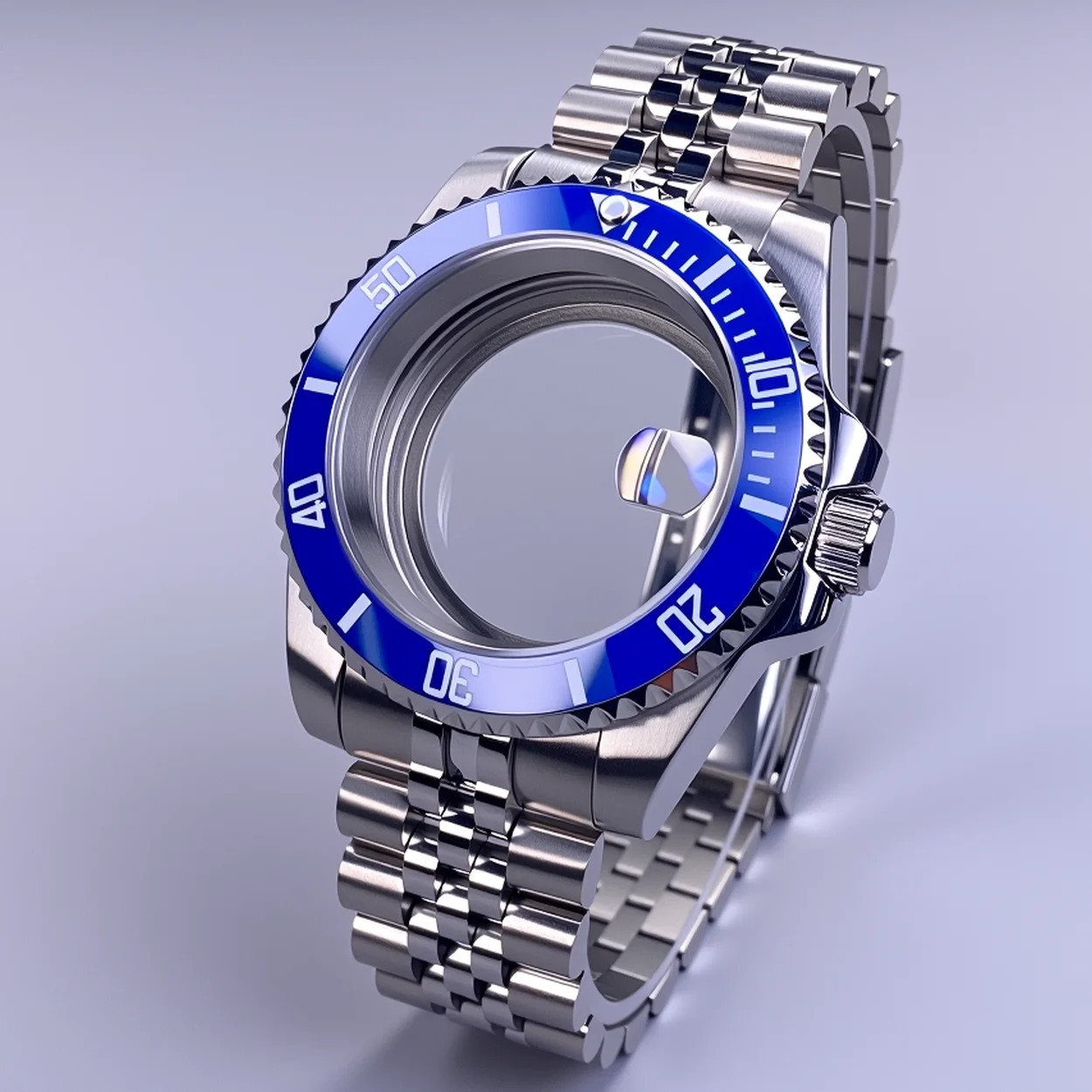 40mm Watch Case Sapphire Crystal NH35 Compatible 120-Click Bezel Water Resistant