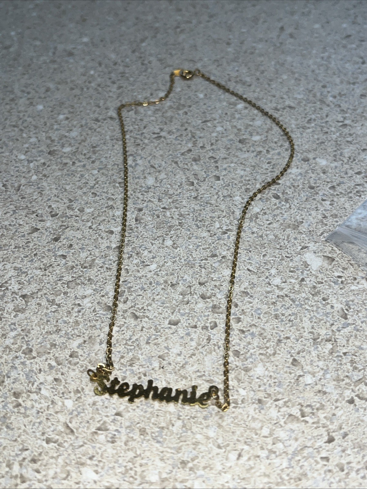 H660~ 2 STEPHANIE Name Necklaces – One for Repair – Gold & Silver Colored