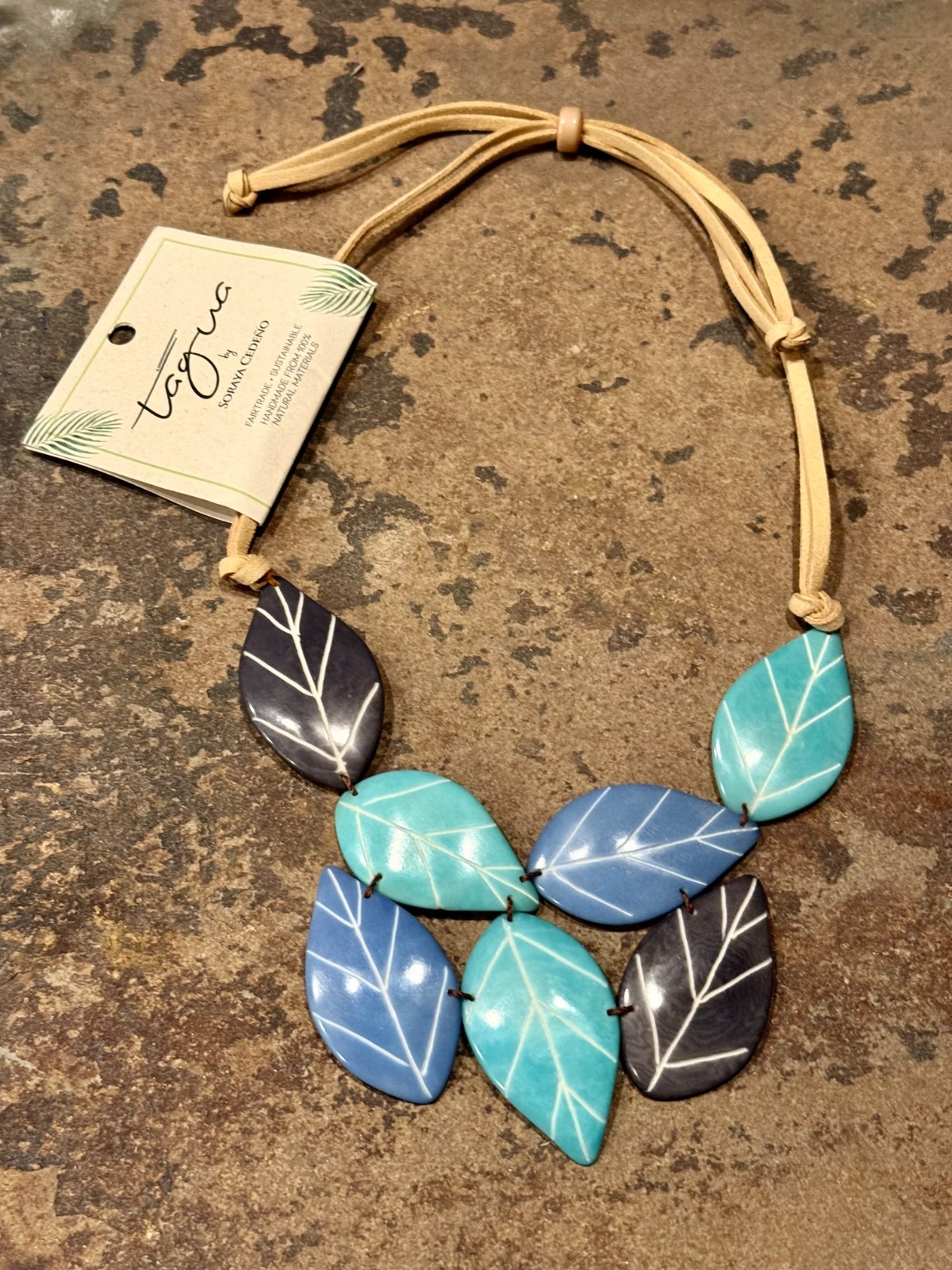 TAGUA NUT “SAMIRA” NECKLACE ORGANIC ARTISAN HANDMADE BOHO STATEMENT JEWELRY NEW