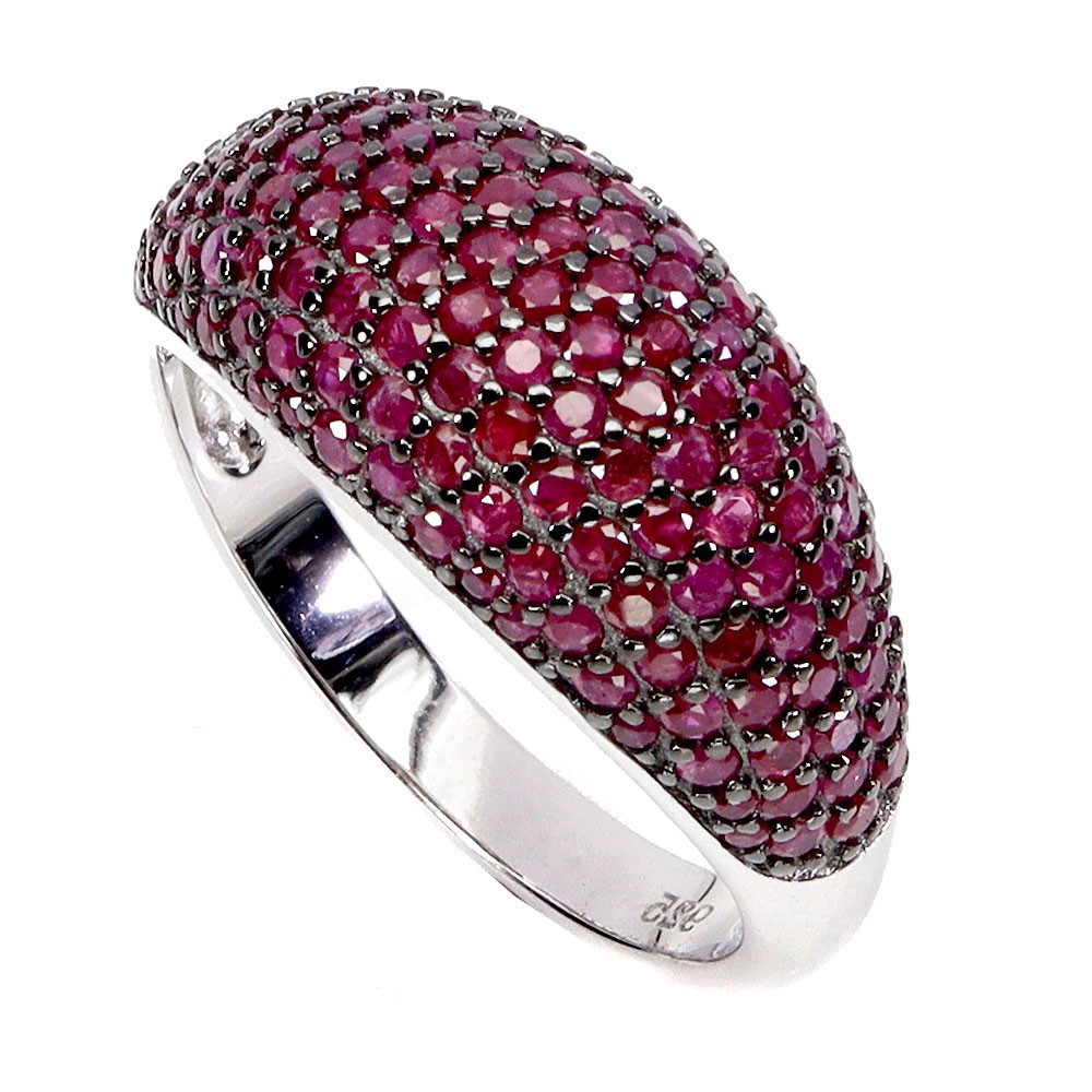 925 Sterling Silver Ring Ruby Myanmar Round Diamond Cut Gemstone Jewelry Size 7