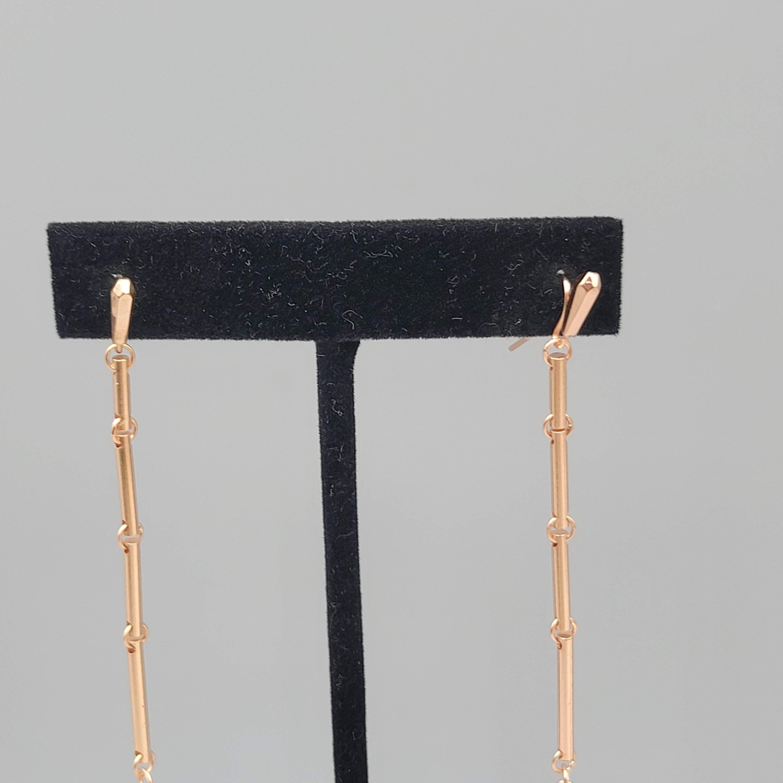 Kendra Scott Charmian Sable Mica Rose Gold tone Pierced Earrings Dangle 3.25″
