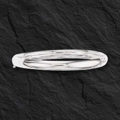 14k White Gold Shiny Bangle Hinged Bracelet 6mm, 4/16 “, 7 grams 7 Inch