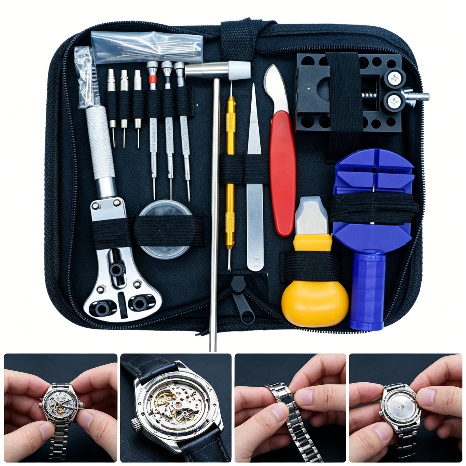 147pc Professional Watch Repair Kit Battery Tool w Easy Carry Bag For Watch