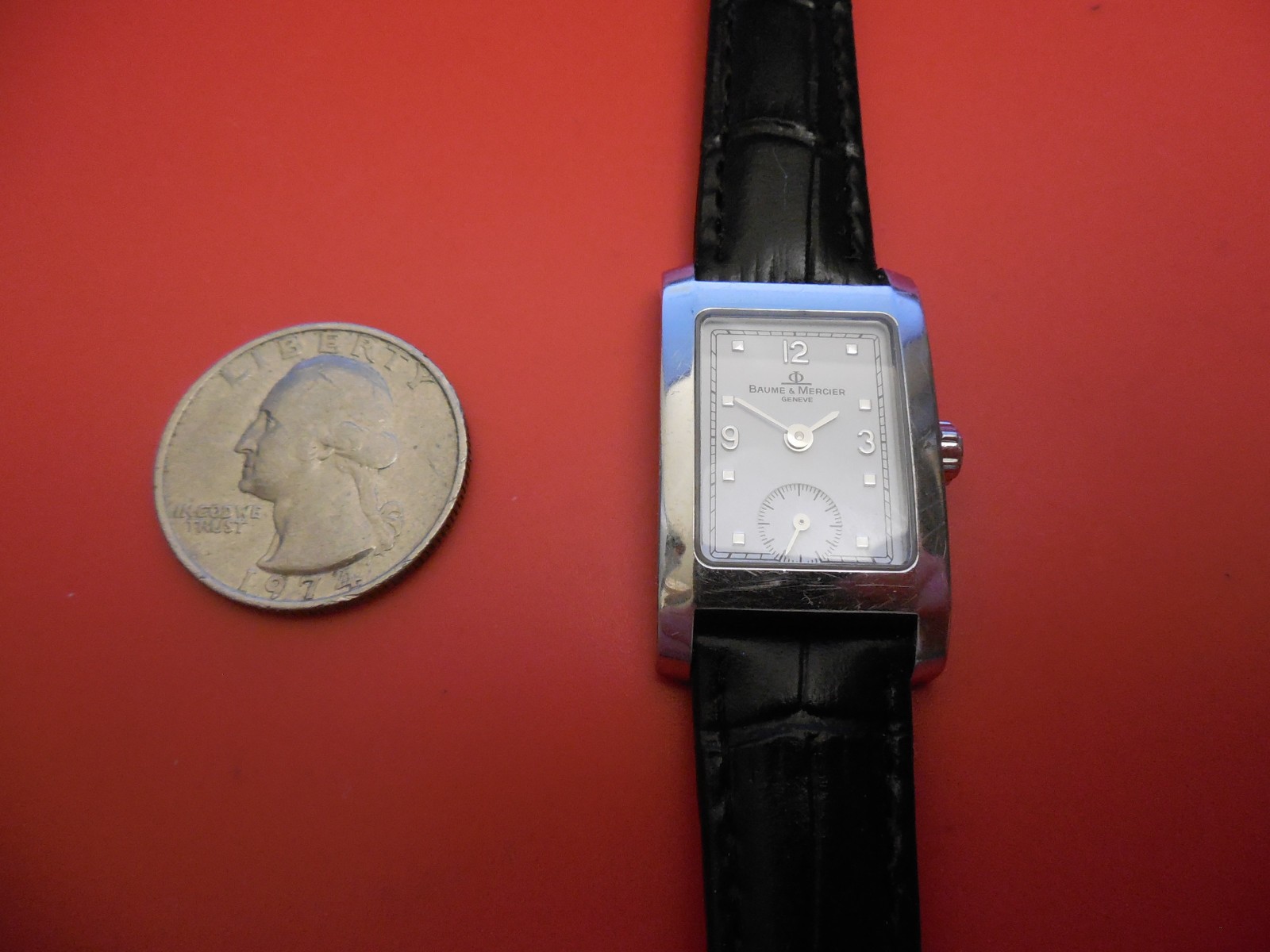BAUME MERCIER SOLID STEEL 20MM WIDE STEEL HAMPTON WATCH WITH SUB SECOND
