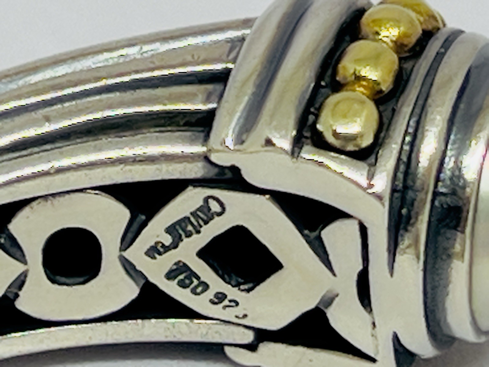 LAGOS Caviar Heavy 925/18k Yellow Gold Hinged Cuff Bracelet Mabe Pearls 64.7 g