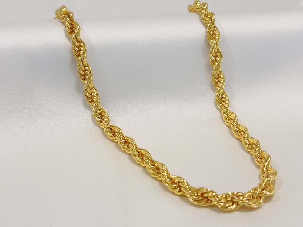 18K Yellow Gold 10mm Diamond Cut Rope Chain Necklace Mens Womens 24in 26in 28in