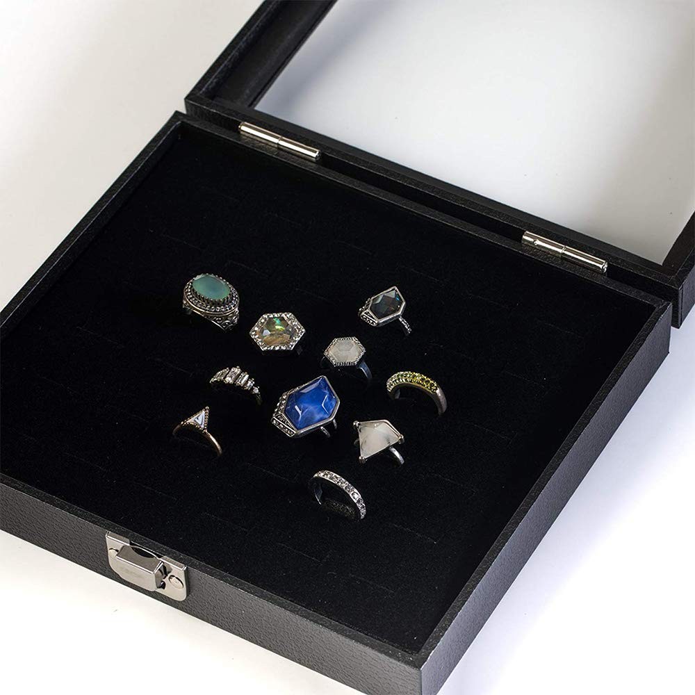 Barelove Jewelry Rings Storage Organizer Case, Black 19 x 21 x 5 cm,