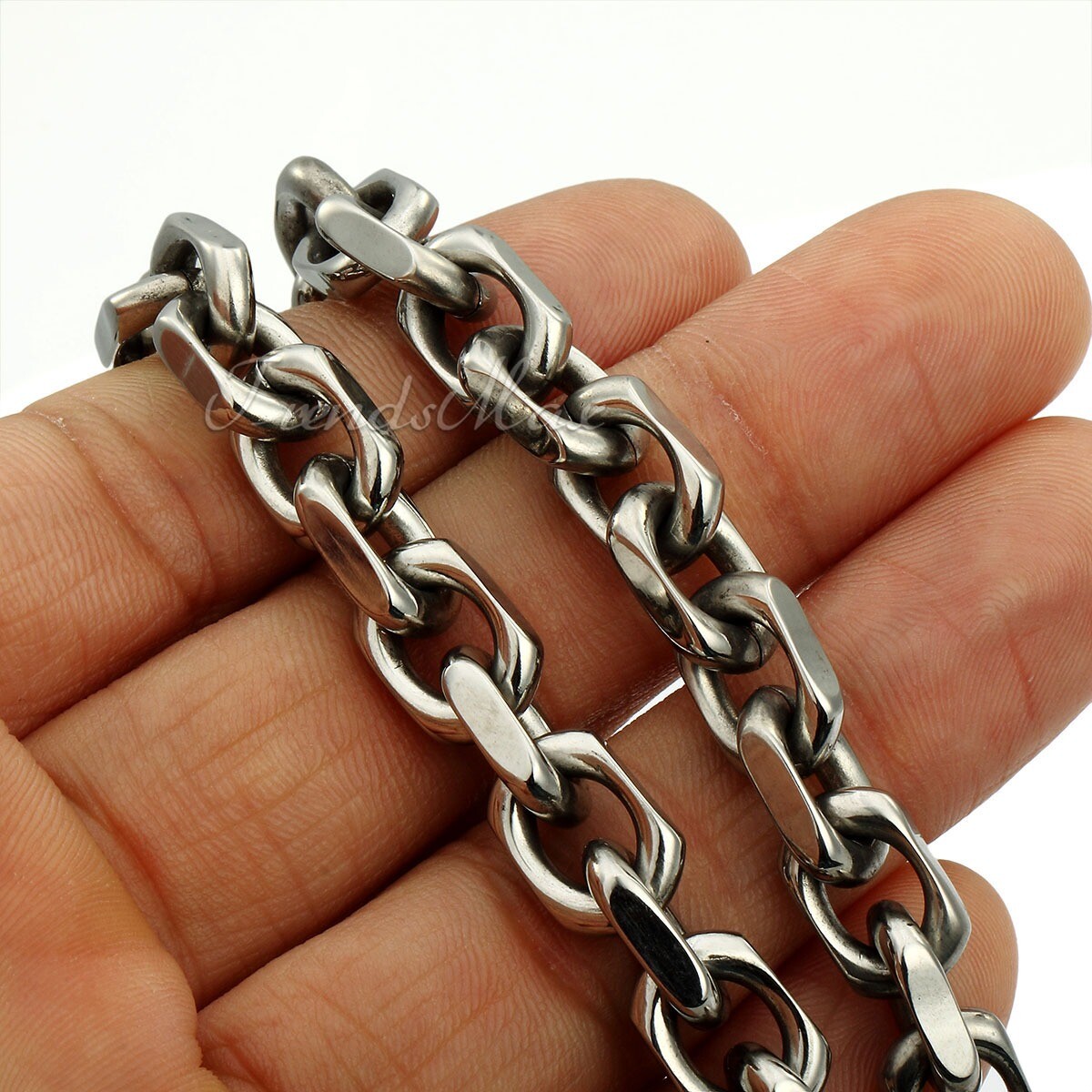 Silver Tone CABLE Link Necklace Heavy Stainless Steel Chain T/O Toggle 26 inch