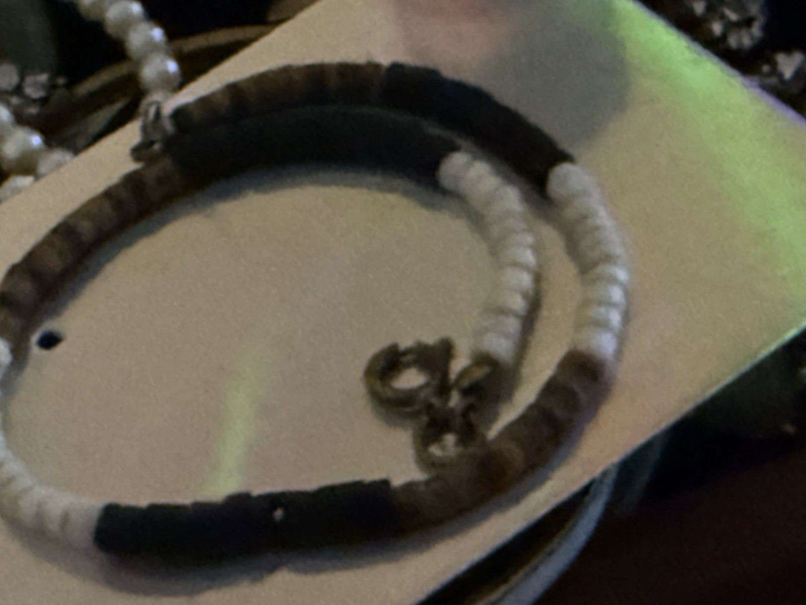 Bone Handmade Necklace Brown and white colors surf style Beach 7 Inches Large