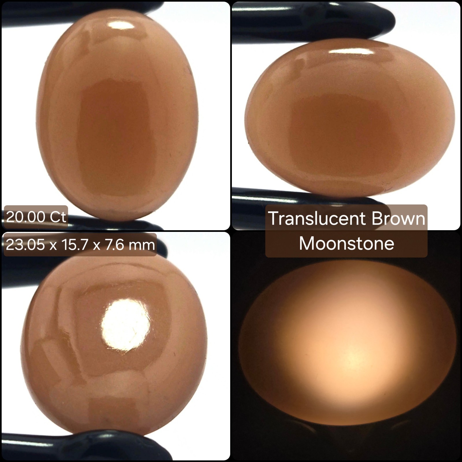 Natural Moonstone cabochon 22.00 ct Brown oval untreated loose gemstone
