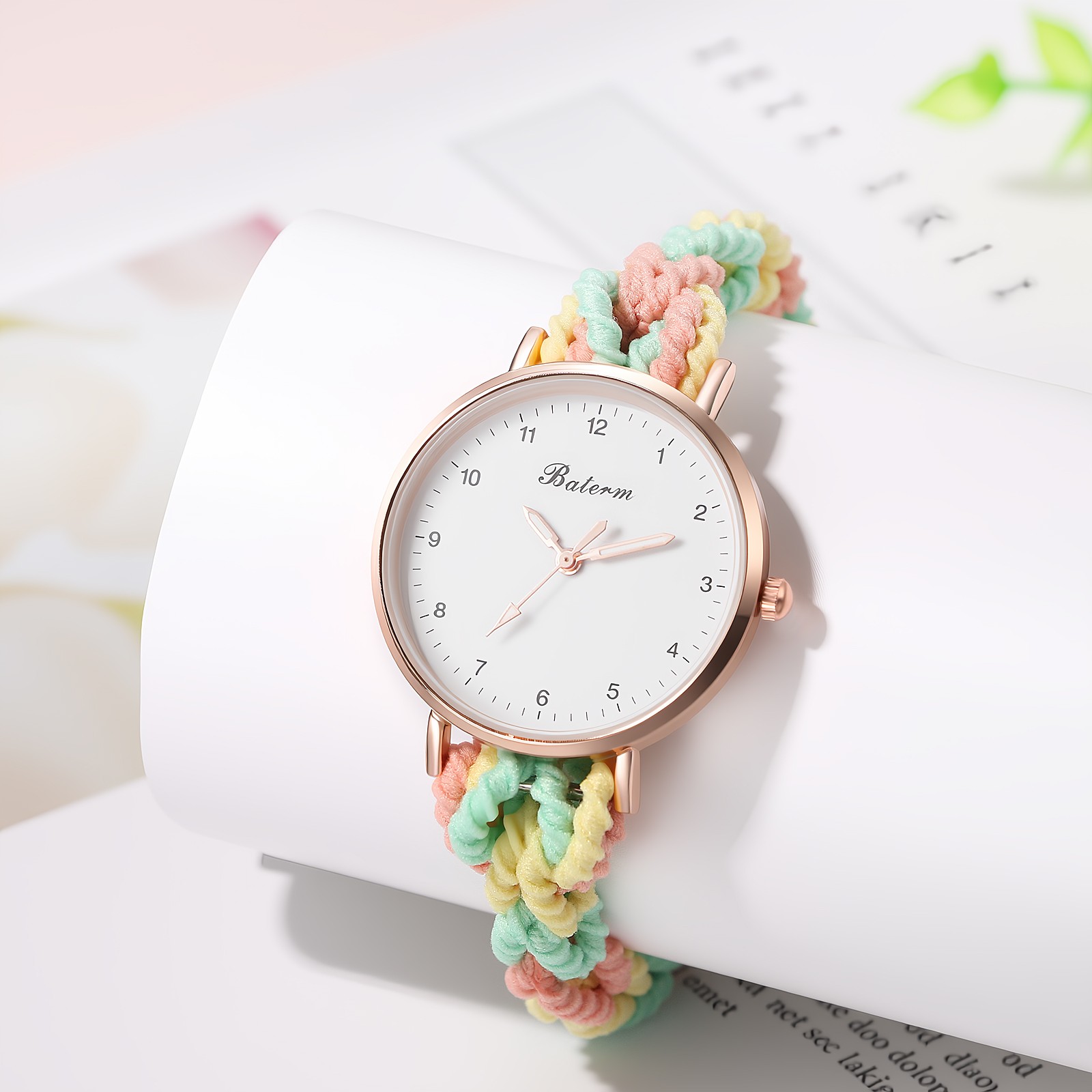Women’s Girls Stretch Band Watches Elastic Weave Rope Analog Quartz Wrist Watch